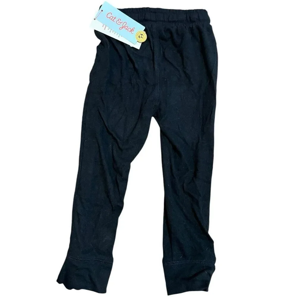 NEW Cat & Jack Toddler Solid Relaxed Fit Black Jogger Pants 3T